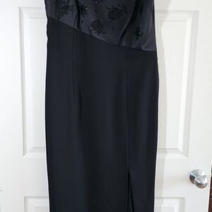 Liz Claiborne Night Black Asymmetrical Dress, Size 16, Evening/Formal, Beaded